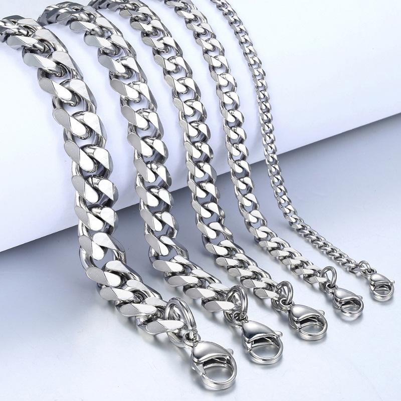 European and American men's titanium steel bracelet cross-border six-sided grinding Cuban bracelet simple personality bracelet trendy earth cool jewelry