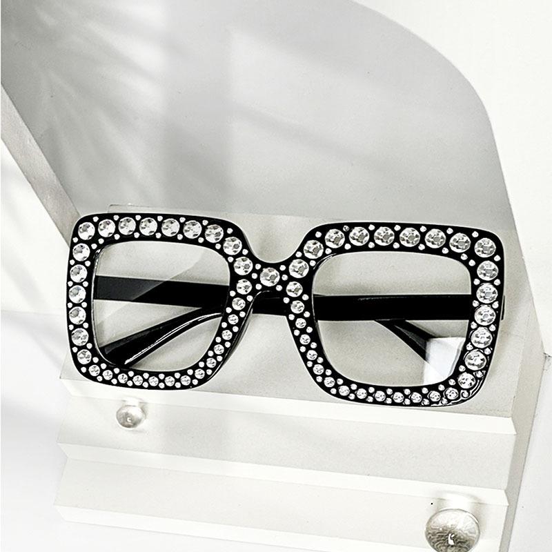 5742 New Square Frame Diamond Sunglasses Cross-Border European and American Fashion Sunglasses Retro Trendy Glasses