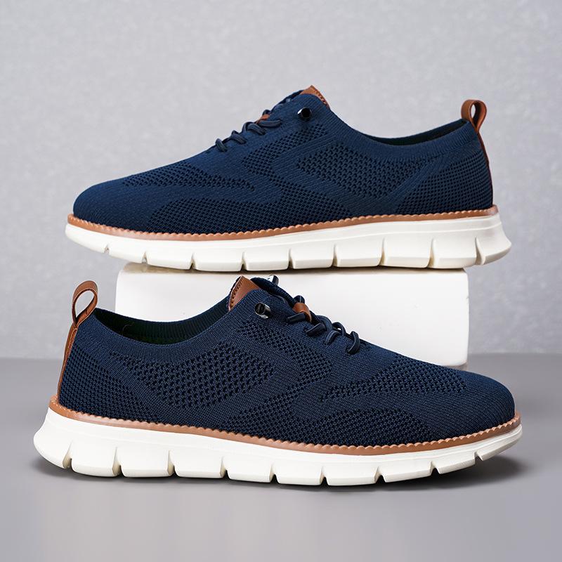 New Cross-border Lightweight Lace-up Casual Men's Shoes Breathable Flying Woven Loafers Men's Supply plus size Men's Loafers