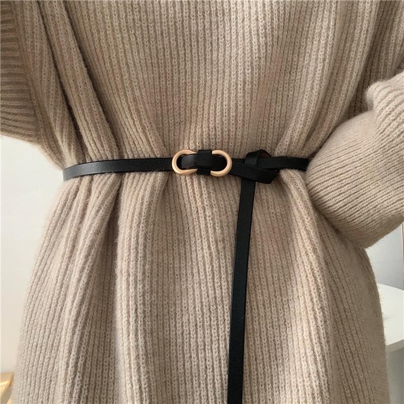 Thin Belt Women's PU Leather Ins Fashion Decorative Suit Coat Matching Skirt Sweater Tight Waist Knot Belt