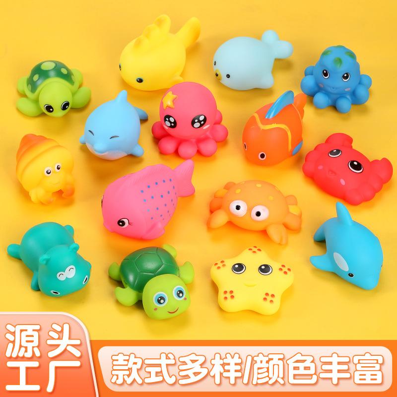 Factory wholesale children's bath toys baby infant water soft glue pinch called marine animal suit toys