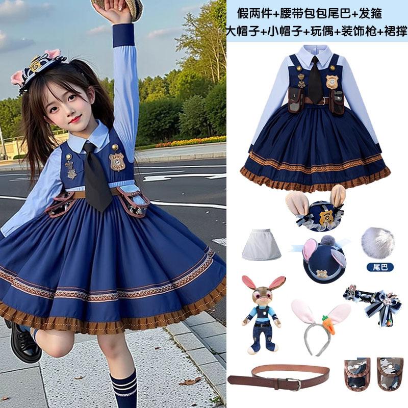 Judy Rabbit Police Officer New Cos Costume for Girls Lolita Princess Dress Baby One-Year-Old Dress Wholesale