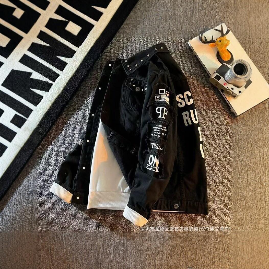 White denim jacket for men, trendy brand, 2026 new spring Korean style casual jacket for men