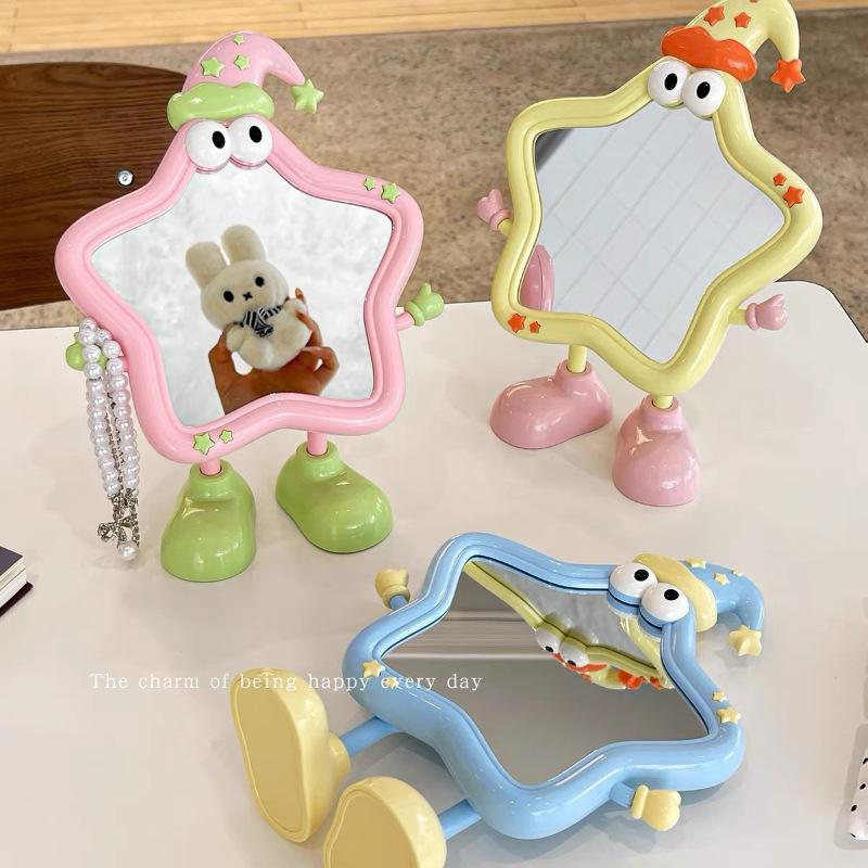 Star-shaped large mirror, cute makeup mirror, portable desktop mirror, suitable for student dorms and workstations, high-definition princess dressing mirror