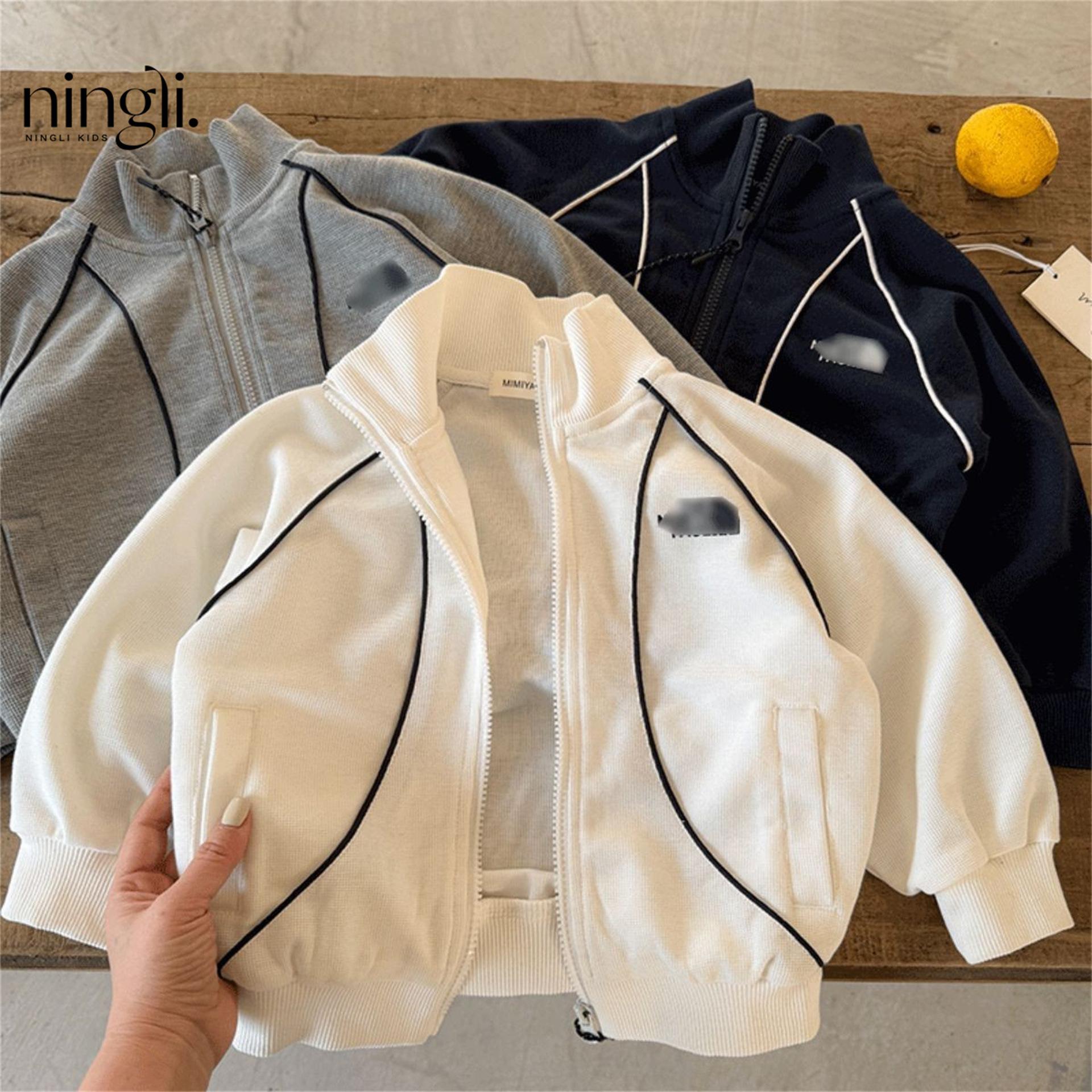 Ningli Children's Jacket 26 Early Spring New Style Boys' Trendy Brand Stand Collar Jacket Baby Toddler Stylish Baseball Jacket Sweatshirt