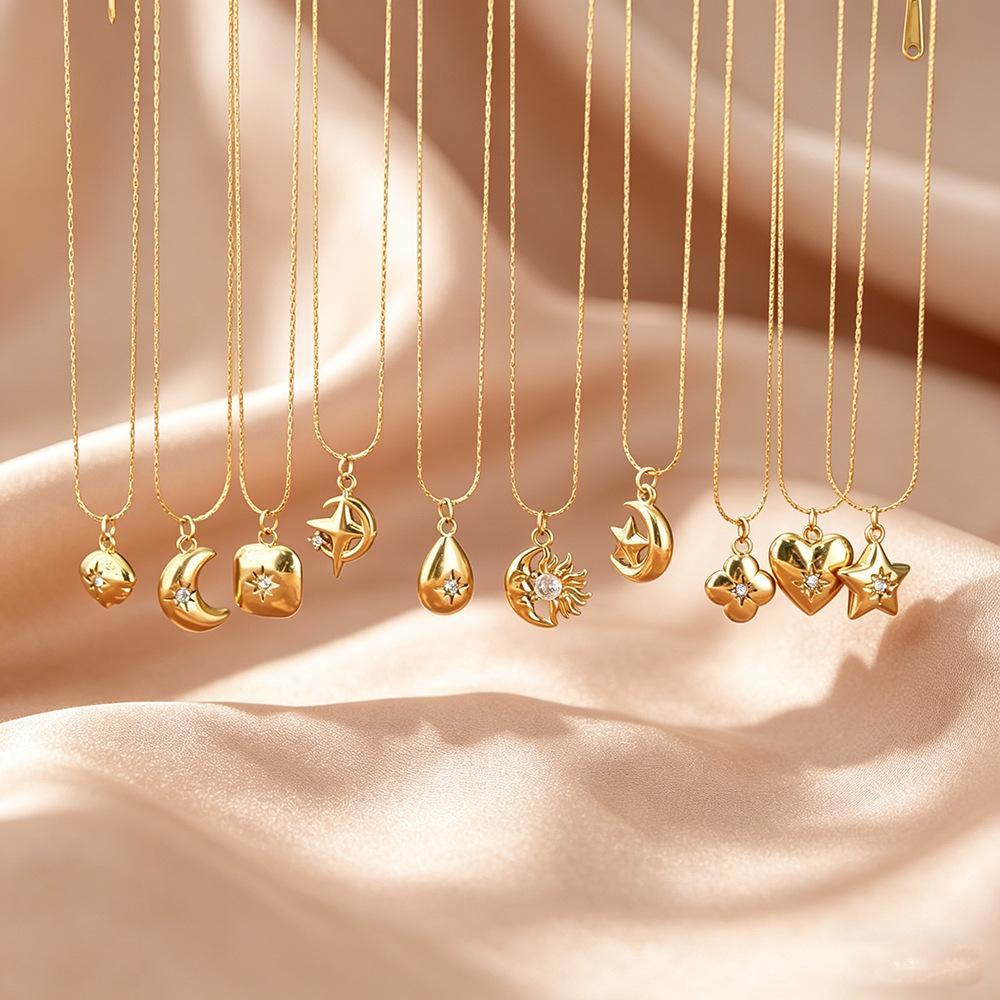 European and American Cross-Border Best-Selling Niche Luxury Creative 18K Gold-Plated Mini DIY Titanium Steel Pendant Necklace Collection Ins Style