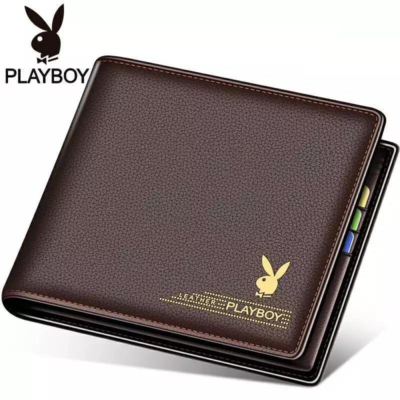 Playboy Brand genuine goods Men's Wallet Short Fashion Stitching Multi Card Banknote Wallet Trendy Ticket Holder