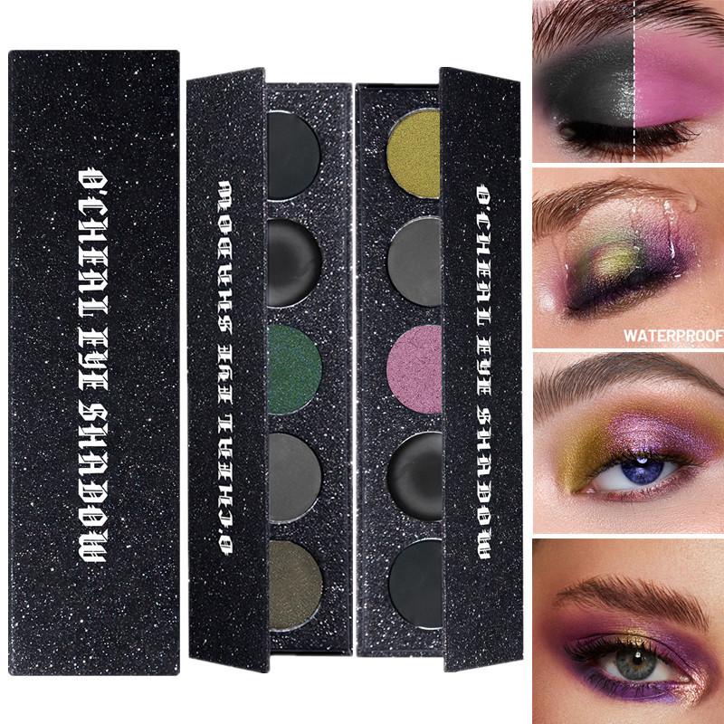 OCHEAL Cross Border Dark Punk Five Color Eyeshadow Metal Fine Flash Pearlescent Matte Halloween Smoke Makeup Plate