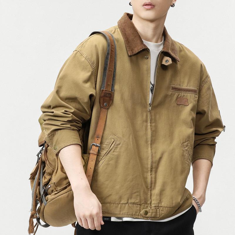 Spring and Autumn New jacket men's fashion comfortable casual men's lapel loose workwear jacket men's wholesale