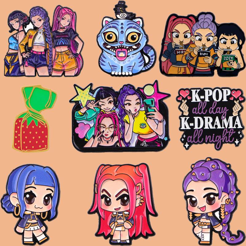 Demon Slayer Girls Metal Brooches, Girl Group Merchandise, Idol Trendy Backpack Accessories, Fashion Accessories, Demon Slayer Girls Merchandise