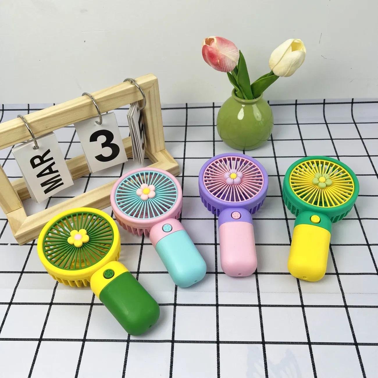Summer fruit and flower small fan, portable handheld fan, cute cartoon student desktop USB rechargeable fan