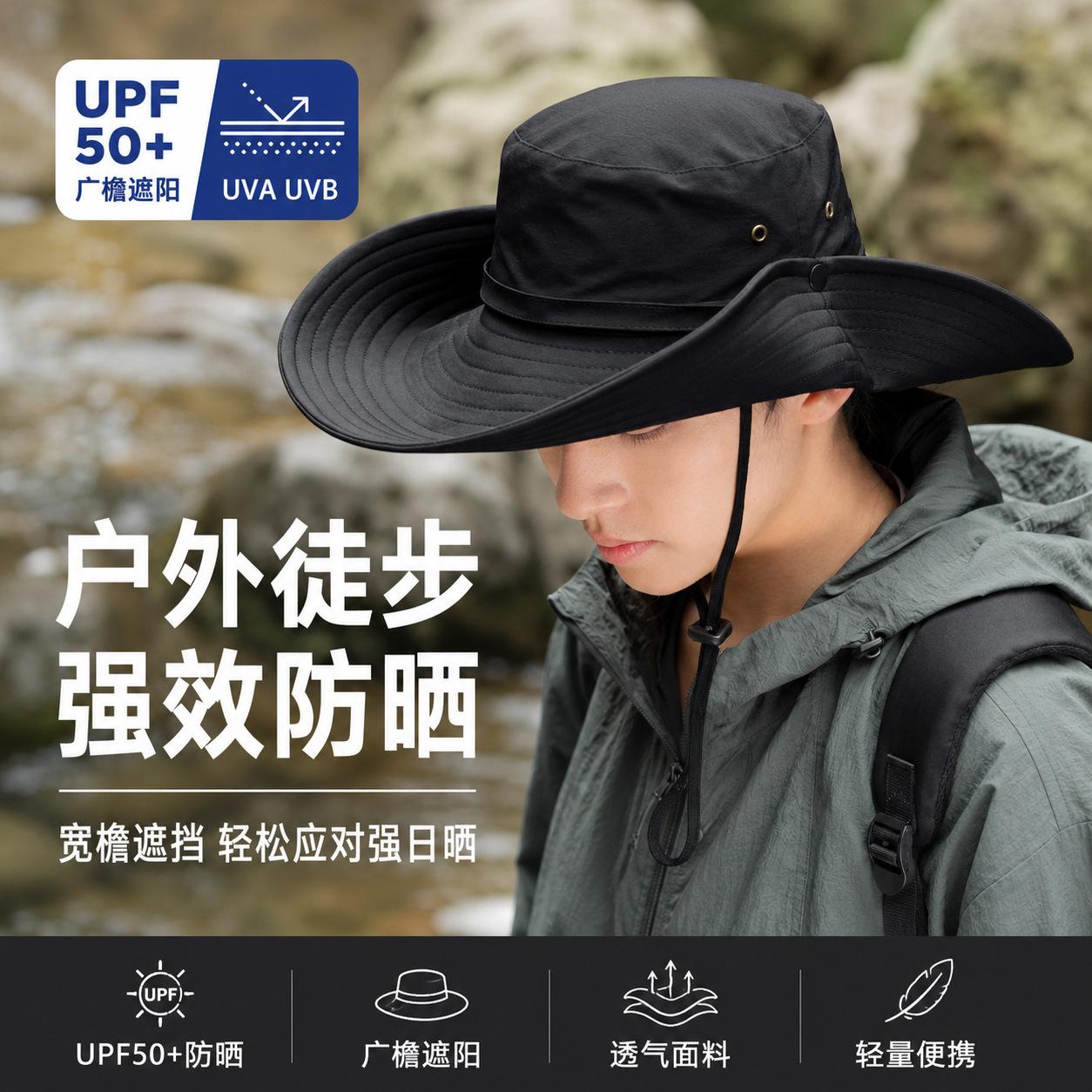 Western Cowboy Hat with Large Brim for Summer, Sun Protection Bucket Hat for Women and Men, Suitable for Outdoor Climbing and Hiking