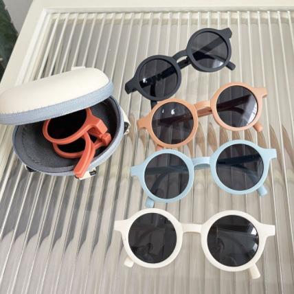 New Children's Sunglasses Boys and Girls Baby Western Style Sunglasses Macaron Color Round Frame Foldable Candy Color Glasses