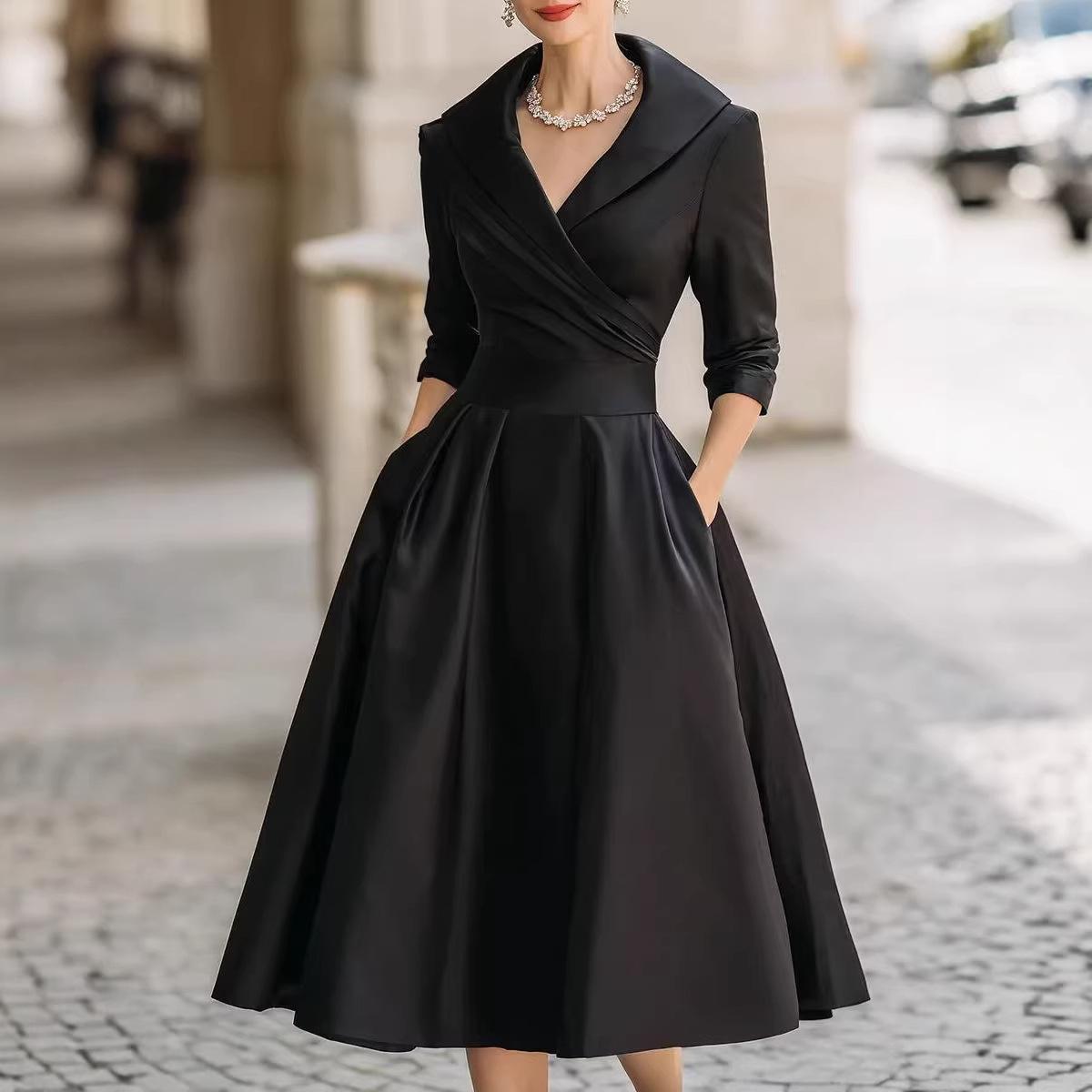 2025 New European and American Women's Fashion Amazon Shein Independent Site Elegant Formal Waist-Cinching Slimming Dress for Women