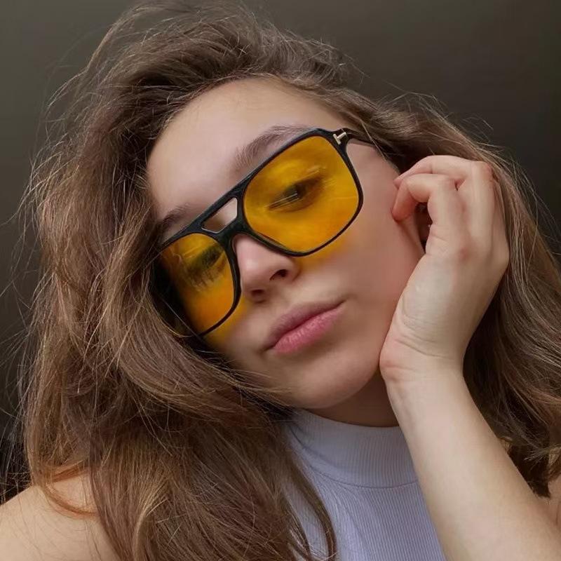 2024 new T-shaped double beam sunglasses square fashion cross-border trendy sunglasses men and women vintage ins sunglasses
