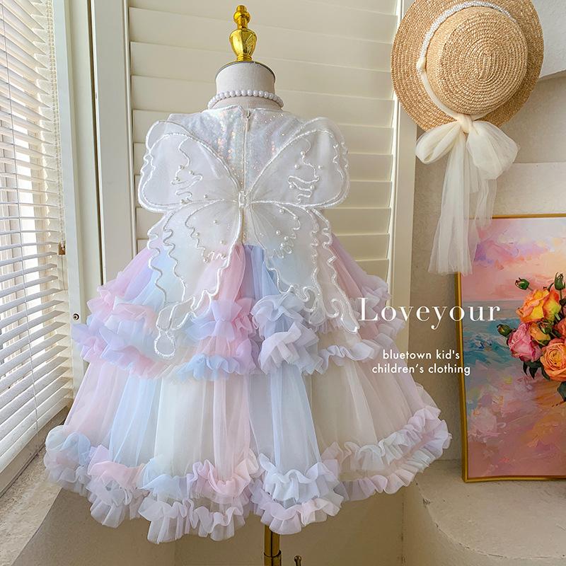 Girls' Dress 2026 Summer Children's Dress Sleeveless Princess Dress Baby Fantasy Fairy Butterfly Rainbow Dress