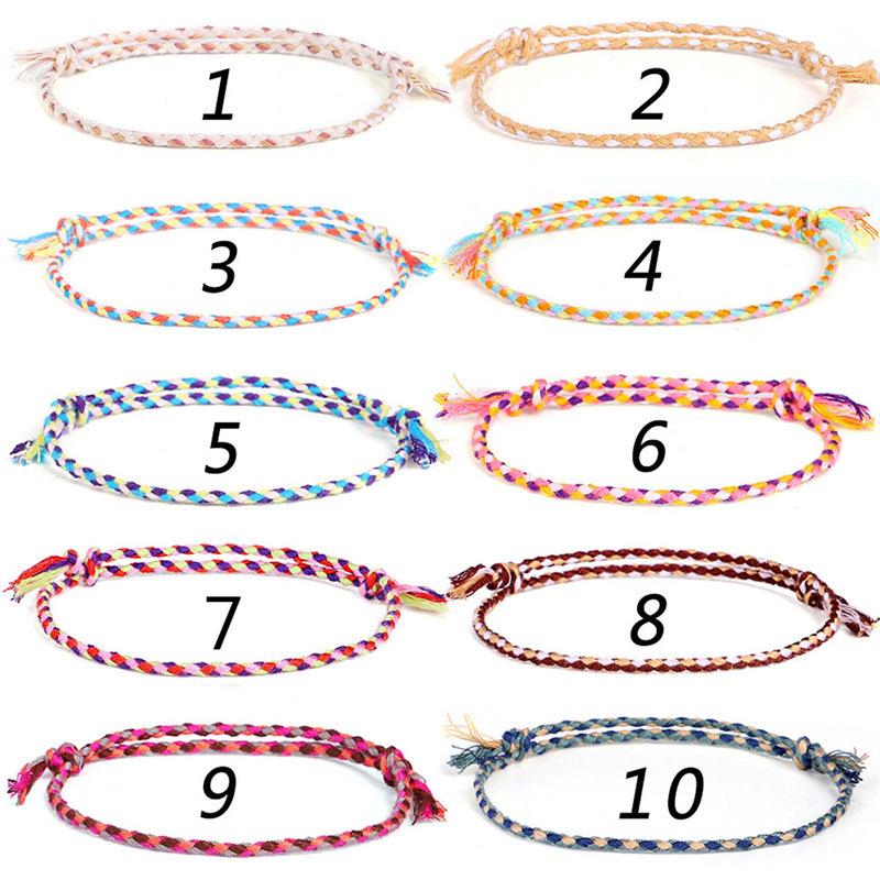 Cross-border jewelry and cultural items: Hand-twisted cotton thread bracelet, Xizang-style cotton cord with copper beads and tassels, adjustable idol bracelet