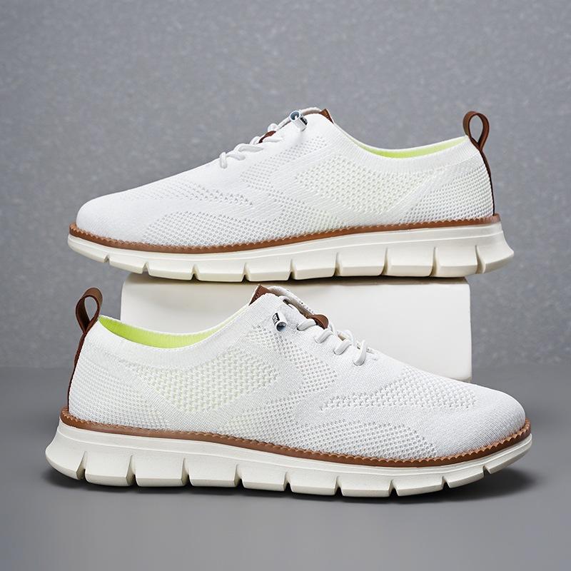Cross-Border Popular Fashion Lightweight Running Shoes Lace-Up Sports Casual Men's Shoes Breathable Fly-Knit Loafers Men's Large Size Shoes