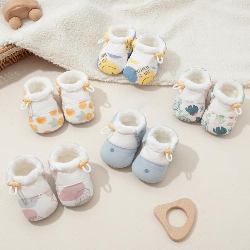Baby's Winter Cotton Men's and Women's Baby fleece-lined Soft Sole Pre-step Shoe Cover 0-1 Years Old Anti-drop Thickened Warm Cotton Shoes