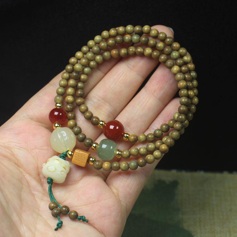 Green sandalwood Barbie sandalwood multi-circle bracelet cat claw bodhi pendant Mori men's and women's beads rosary beads wholesale