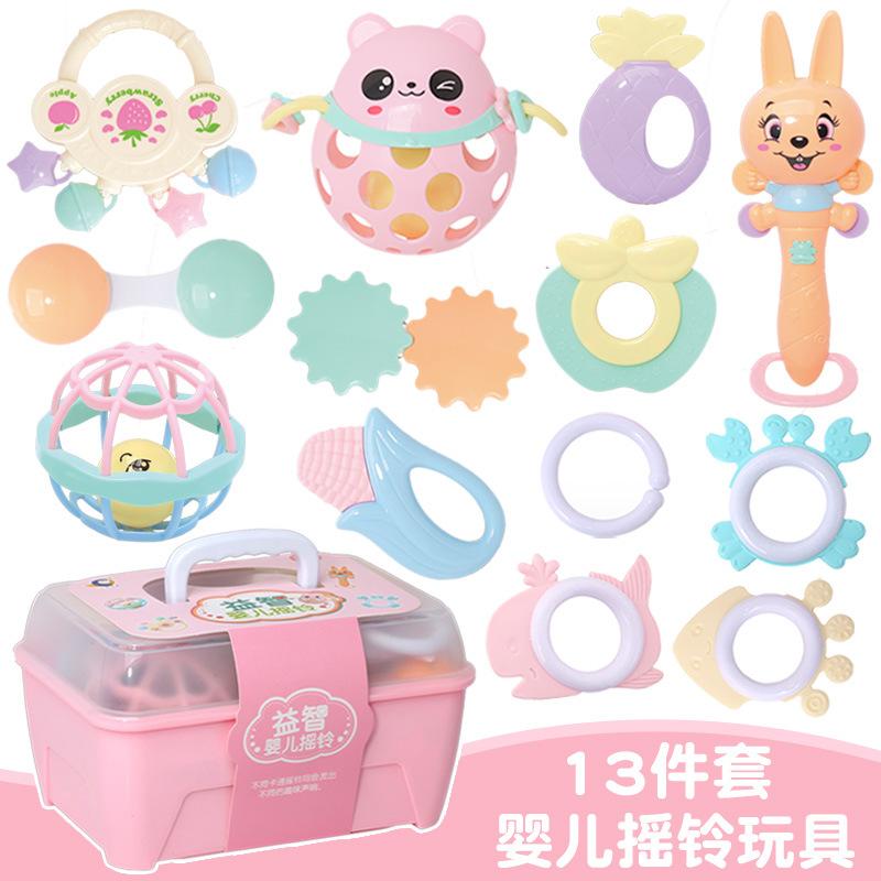 Baby Toy Teether Rattle Set for Babies over 6 Months Old, One-Year-Old Baby Hand Rattle Storage Box, Newborn Gift