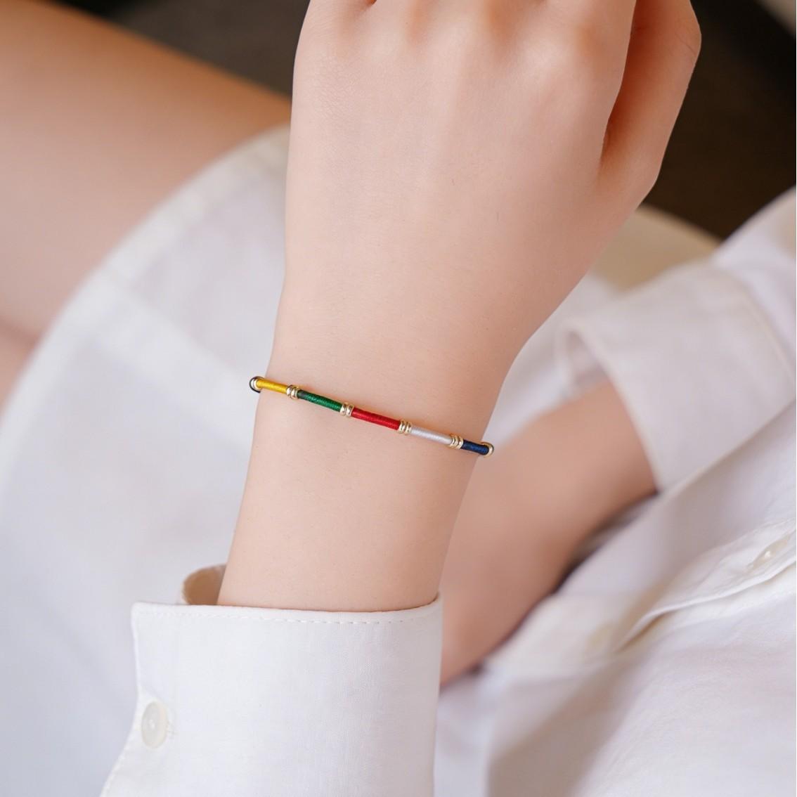 Five-Way Fortune God Handmade Braided Bracelet for Men and Women, Artistic Retro Ethnic Style Original Design Five Wisdoms Red String Bracelet