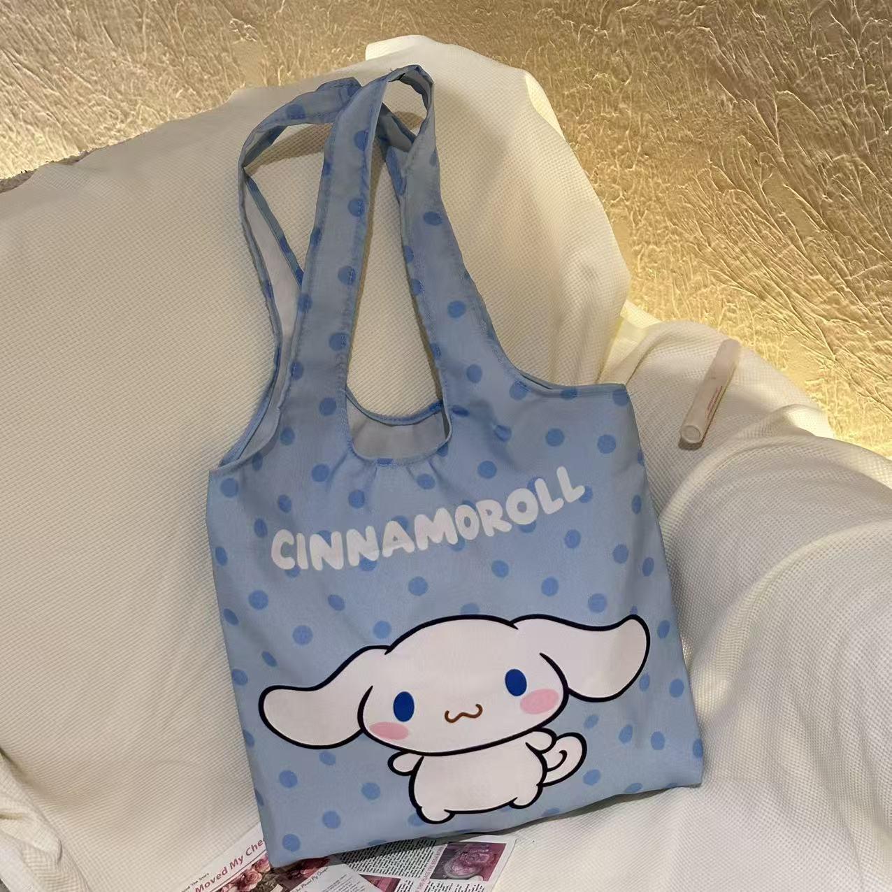 New Hello Kitty and Cinnamoroll Bag, Summer Blue Fresh Style, Girly Tote Bag, Large Capacity Shoulder Bag for Women
