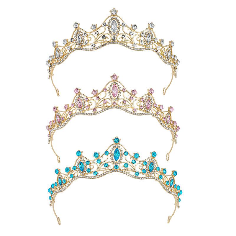 New in stock Bride Crown Hair Hoop European and American Wedding Wedding Wedding Jewelry Simple Headwear Birthday Alloy Crown Hair Accessories