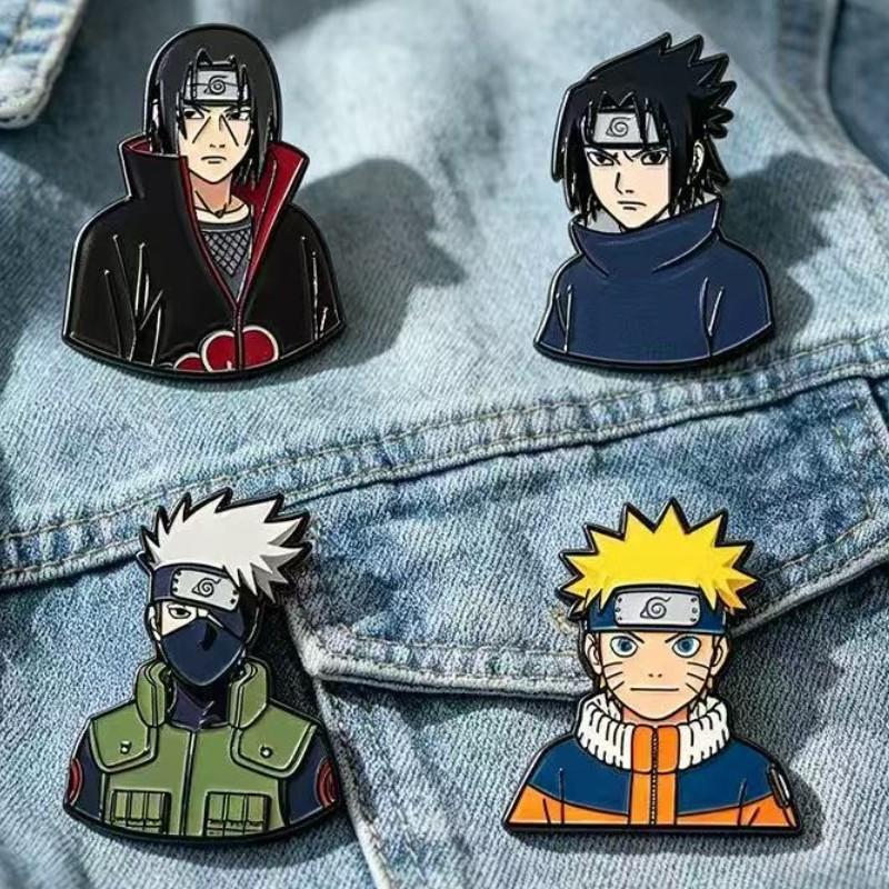 Naruto Anime Peripheral Brooches, Naruto and Kakashi Cartoon Badges, Versatile Small Accessories for Student Backpacks, in Stock