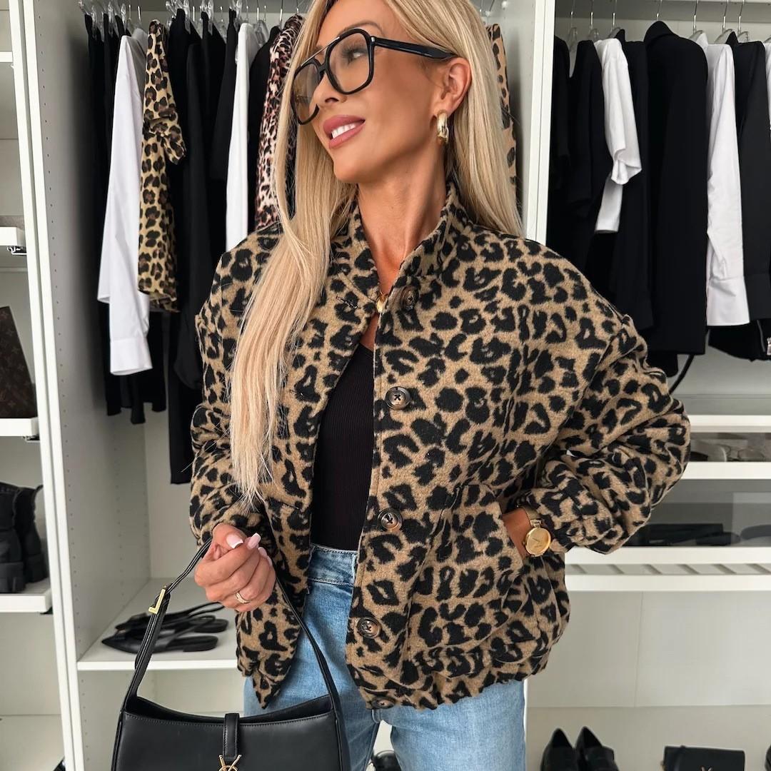 2025 Spring and Autumn American Style Retro Spice Girl Leopard Print Coat Women's New Loose Casual Jacket Design Niche Top