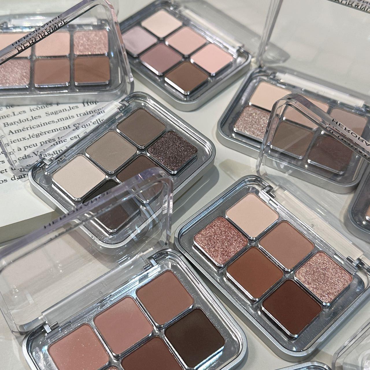 Herorange~Commuter Six-Color Eye Shadow Low Saturation Matte Fine Shimmer Pearlescent Silkworm Brightening and Contouring Comprehensive Eye Shadow