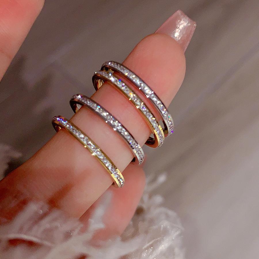 Titanium steel baby's breath star row diamond ring women's fashion temperament jewelry all-match accessories niche fresh ins cross-border hot sale