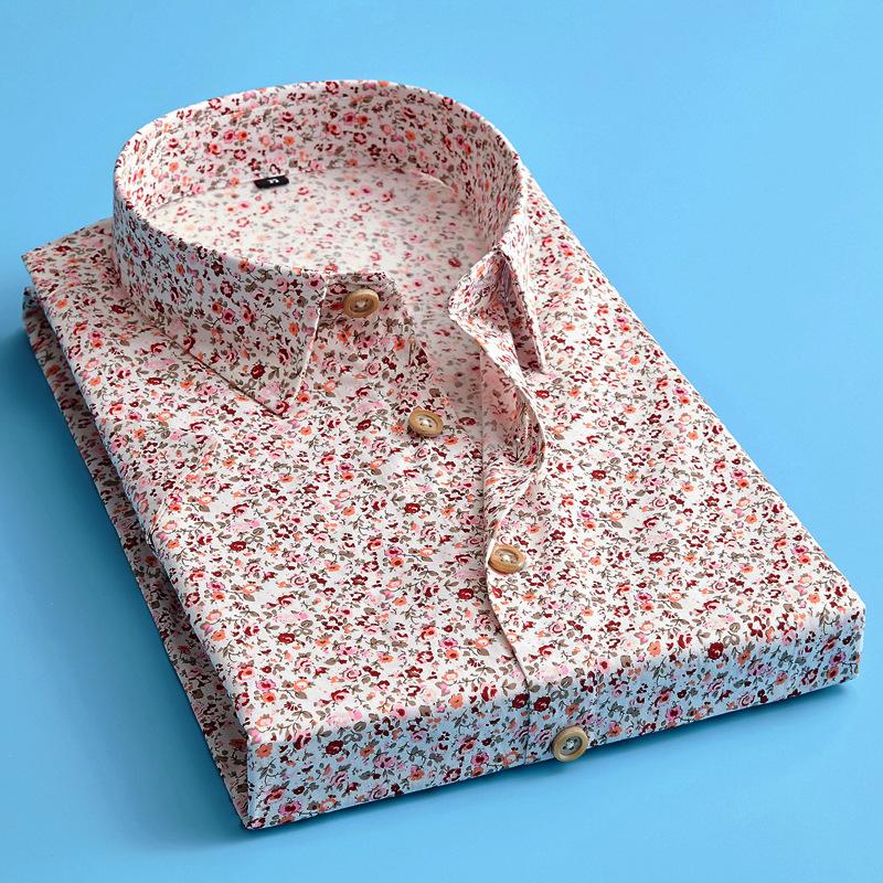 Factory Direct pure cotton men's summer thin short-sleeved lapel shirt men's personality fashion brand multi-color printed inch clothes