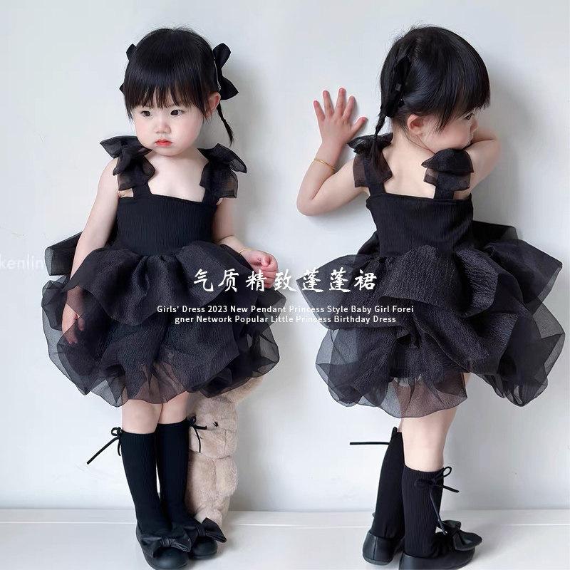 Girls' New Summer Princess Dress, Children's Strap Puffy Dress, Baby's Birthday Dress, Stylish Mesh Dress