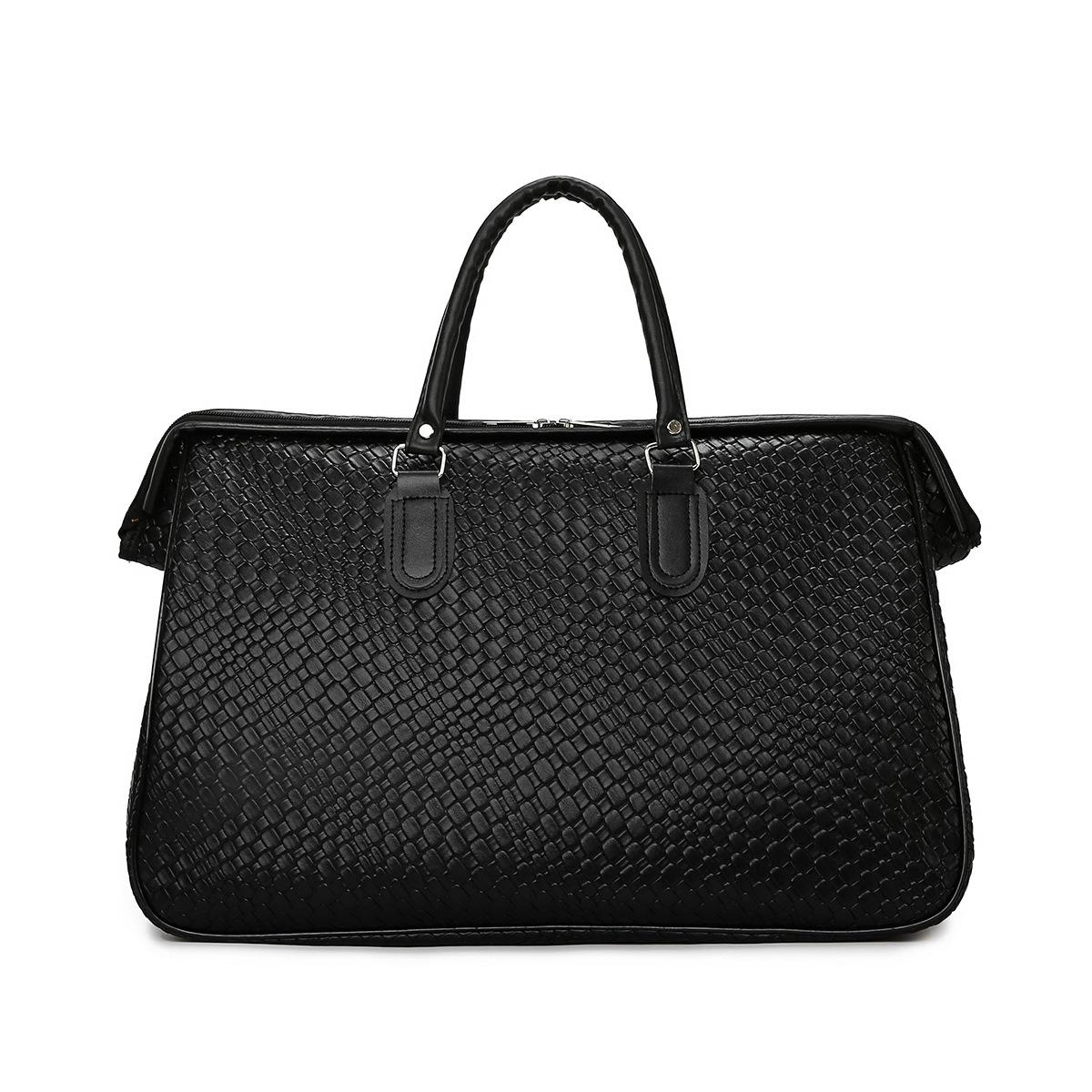 European and American Retro Handbag Men's Business Briefcase Casual Leather Pu Woven Fashion Large Capacity Computer Bag