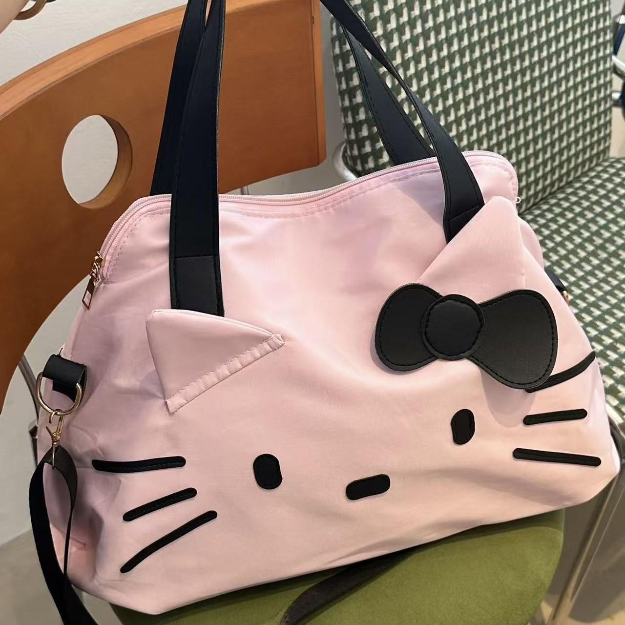 Portable Short-Distance Travel Bag Large Capacity Kt Student Luggage Bag Hello Kitty Girl Shoulder Bag Cartoon Tote Bag for Women