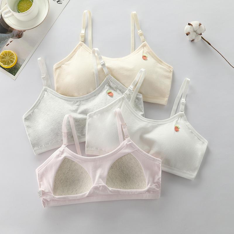 Girls' Underwear Students Developmental High School Students Adolescent Pure Cotton Thin Non-steel Ring Anti-bump Bra Small Sling