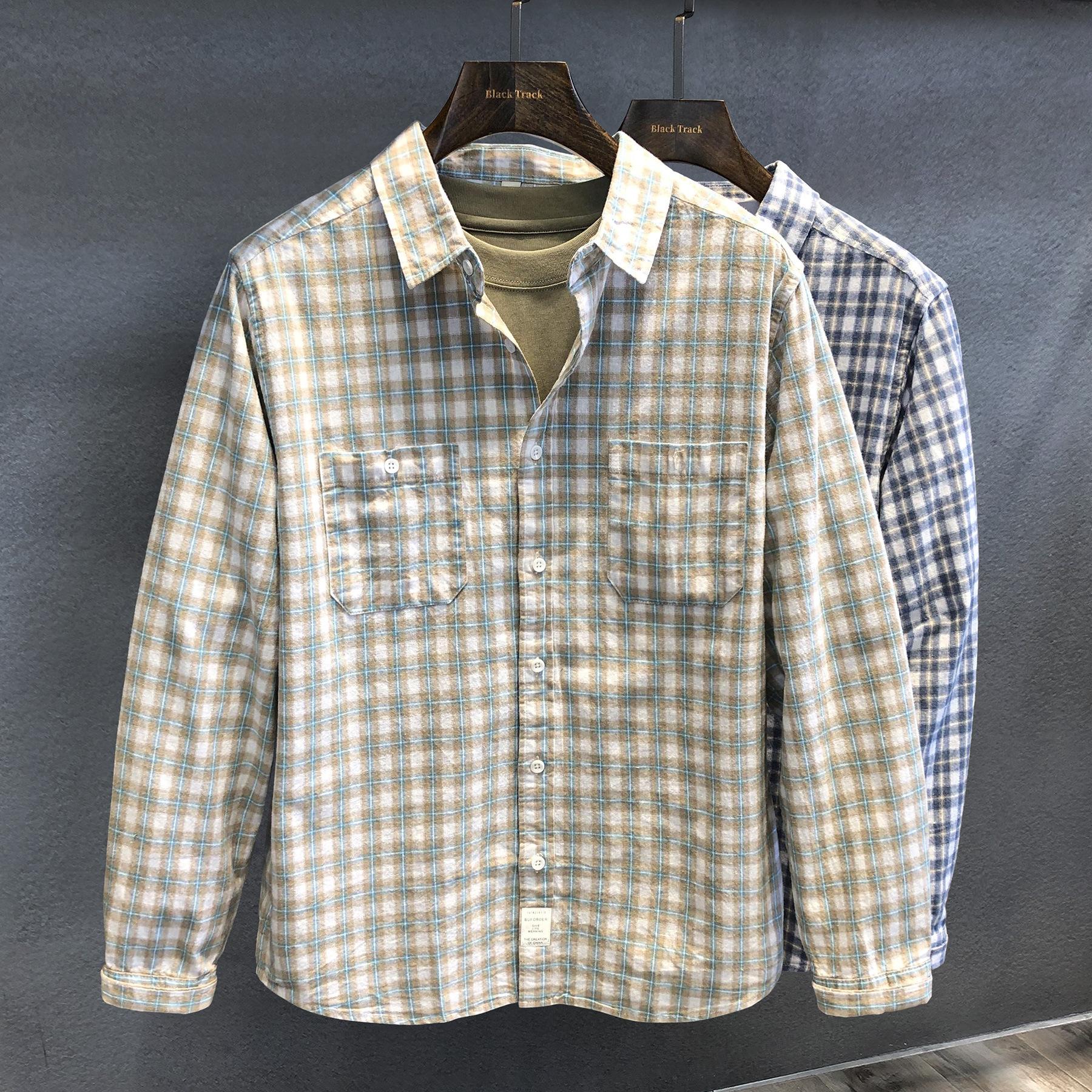 High-End Versatile Retro Fashion Plaid Long-Sleeved Shirt Men's Spring and Autumn Casual Long-Sleeved Shirt Jacket Men's Clothing