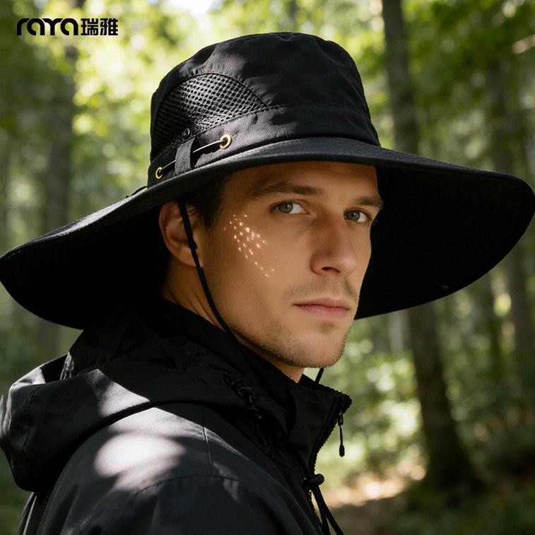 Ruiya Men's Mountaineering Summer Sunshade Fisherman's Hat Men's Outdoor Sun Protection Hat with Large Brim for Fishing in Summer