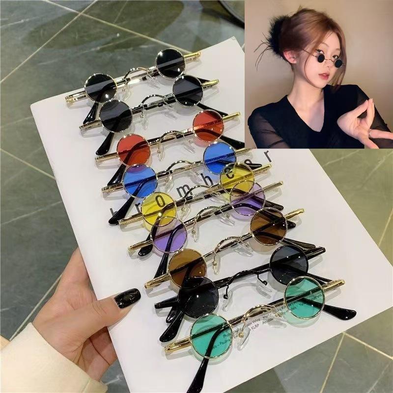 Republic of China Retro Small Round Prince Mirror Small Frame Punk Round Mini Hip Hop Sunglasses Metal Trendy Sunglasses Wholesale