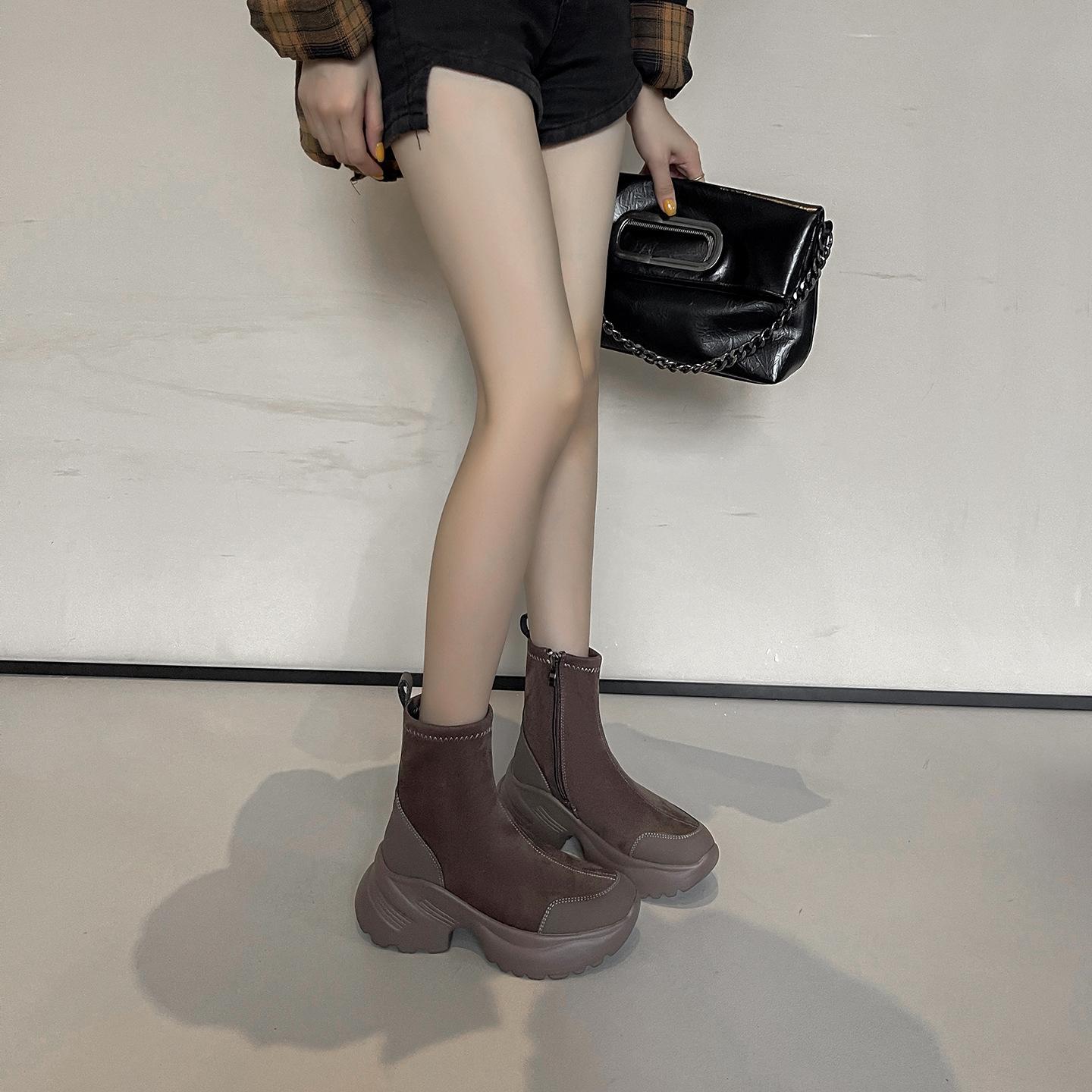 2026 Dolphin Fleece-Lined High-Heeled Ankle Boots, Winter New Style, Popular Design, Stylish and Slimming, Fashion Boots for Petite Women