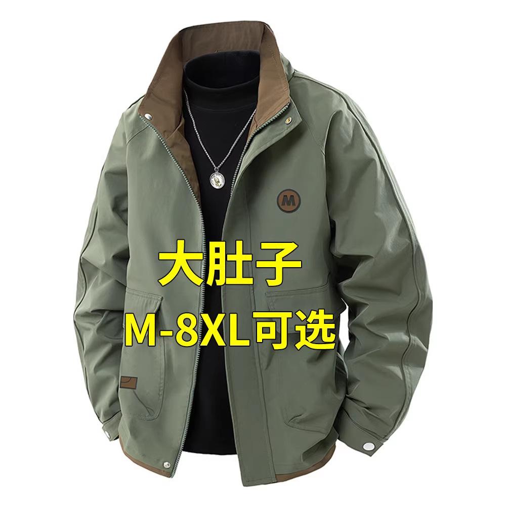 Plus-Size Men's Jacket for Spring and Autumn 2026, New Style with Stand Collar, Thickened Workwear Coat, Loose Fit for Larger Men