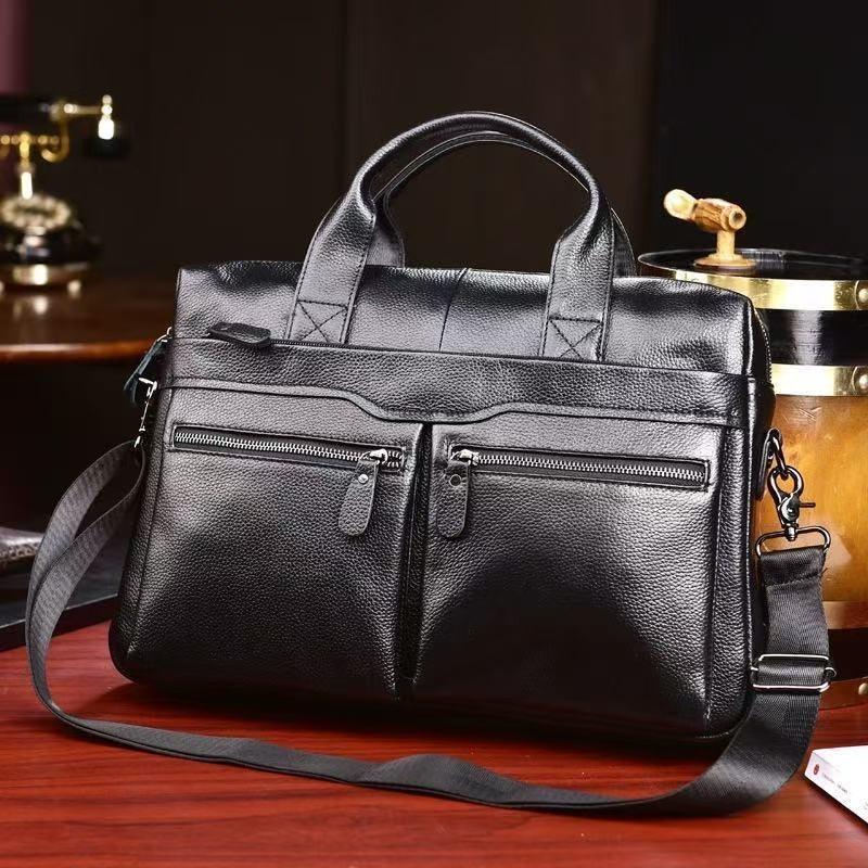 First-Layer Cowhide Business Briefcase Shoulder Crossbody Men's Bag Large Capacity Fashion Casual Laptop Handbag