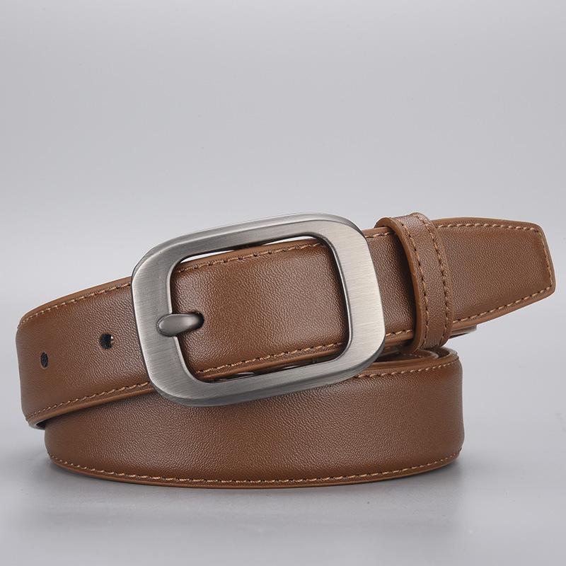 Factory Customized New Women's Genuine Leather Belt Pin Buckle Trouser Belt Decoration Simple Retro Korean Casual Spot Wholesale
