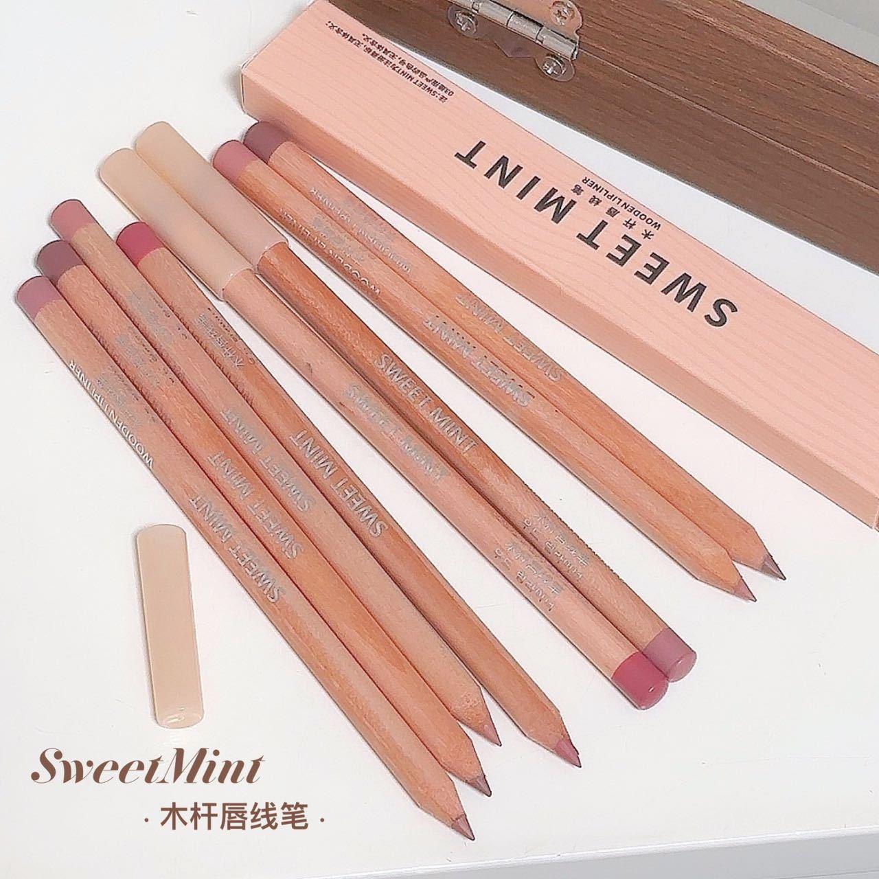 sweetmint Wooden Lip Liner Matte Natural Doodle Lip Durable Low Saturation Nude Lip Liner Novice