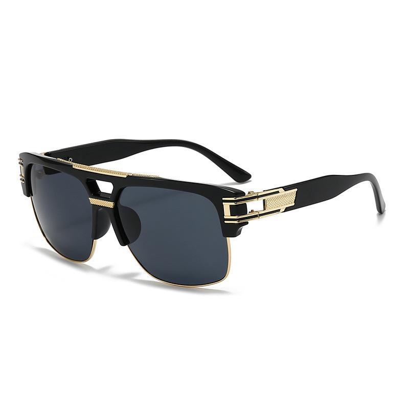 2026 New Cross-Border Fashion Double-Bridge Men's Sunglasses Trendy Retro Square Frame Colorful Driving Metal Sunglasses