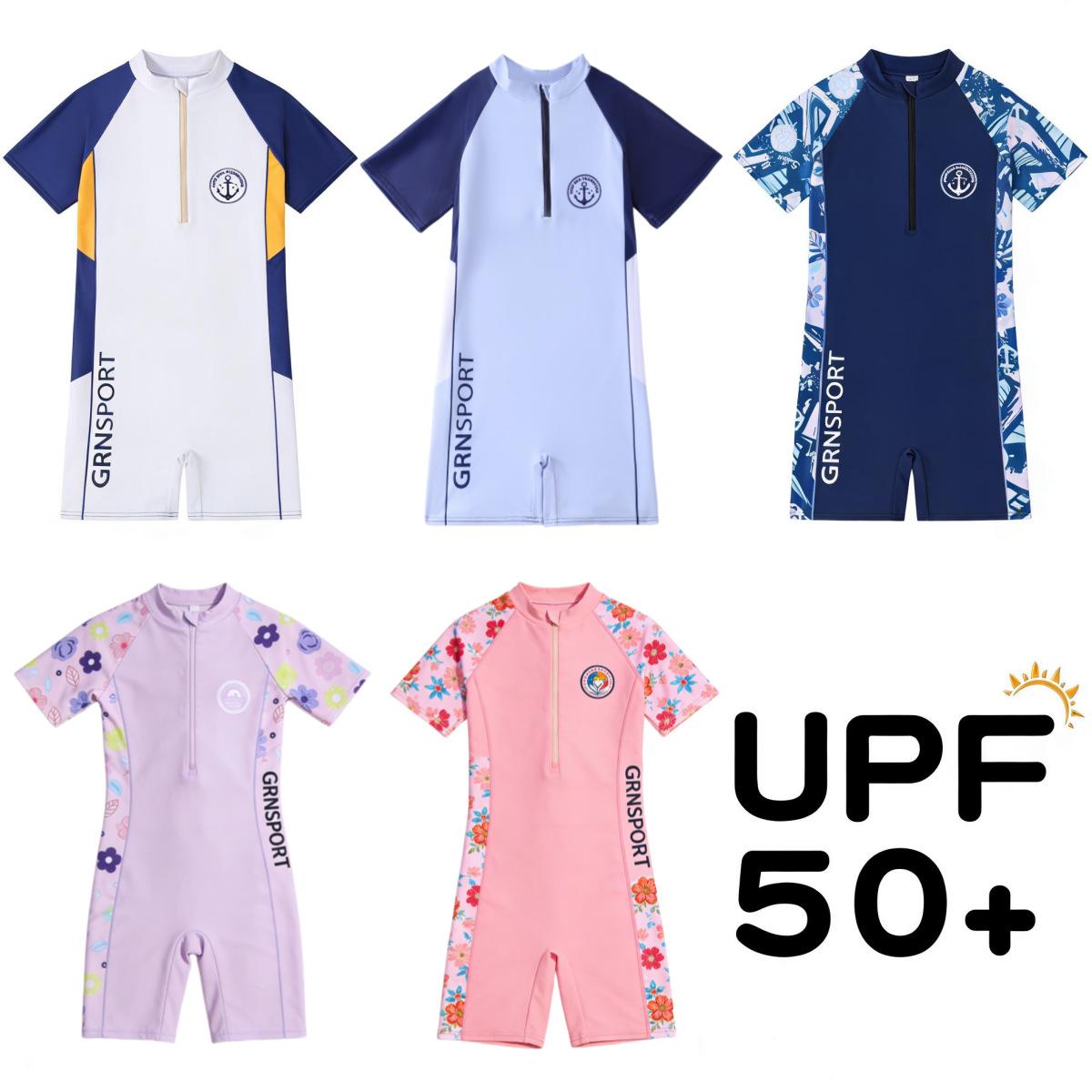 Children's Swimsuit Boys Summer 6 New One-Piece Sun Protection Swimsuit Boy Baby Professional Training Swimming Equipment Surfing Suit