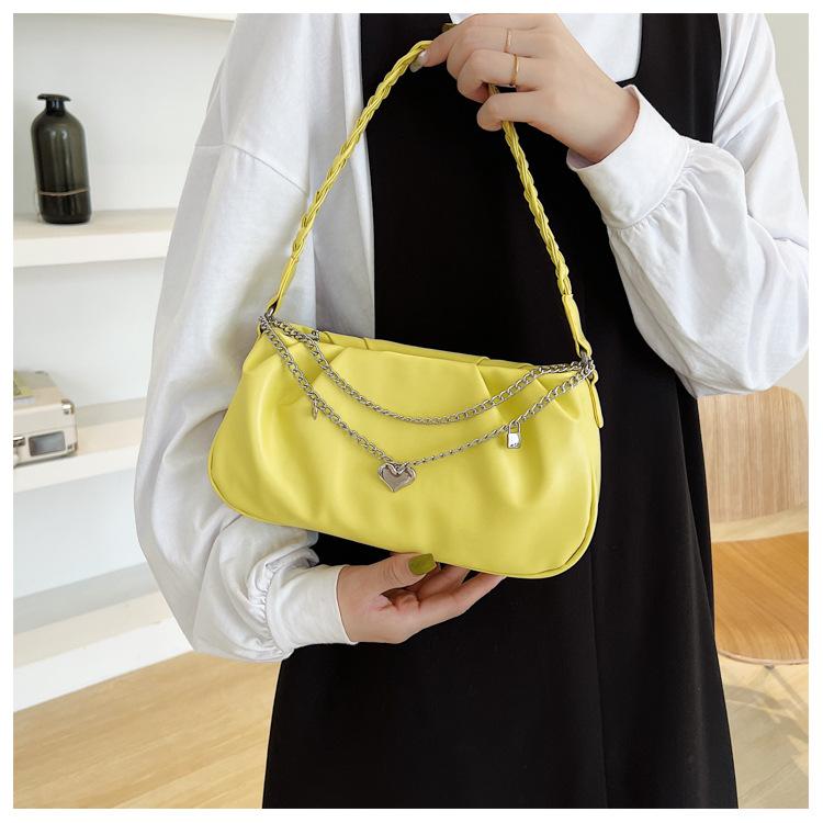 Niche Design Bag for Women, Pleated Cloud Square Handbag, Versatile Zipper Chain Armpit Bag, Simple and Fashionable