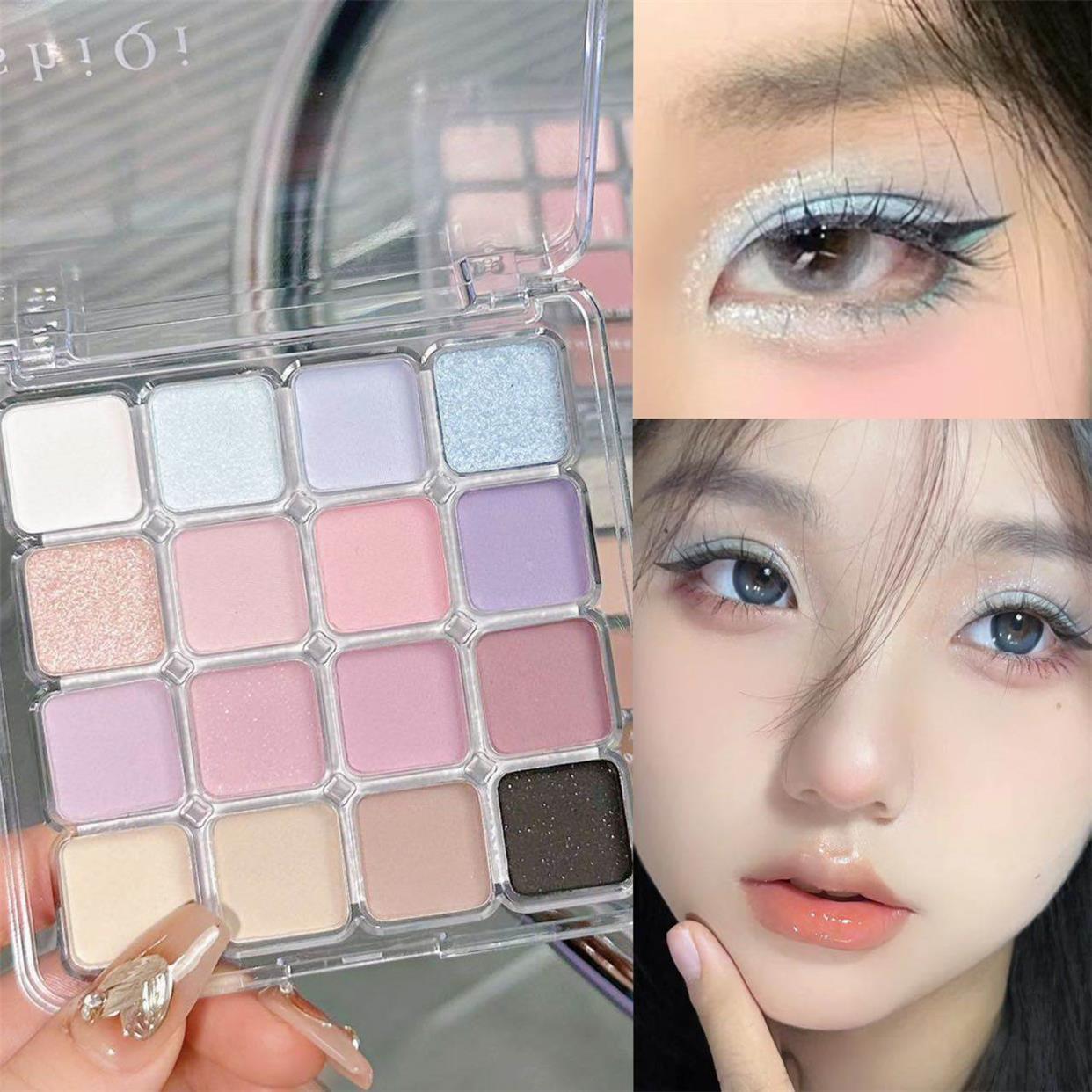 JADED Heart Clear 16 Color Eye Shadow Plate Portable Atmosphere Smoke Powder Low Saturated Pearlescent Matte Eye Shadow Cross Border