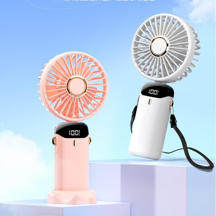 Handheld Small Fan USB Mini Foldableing Digital Display Fan Portable Fan Summer Hanging Neck Cooling Outdoor Fan